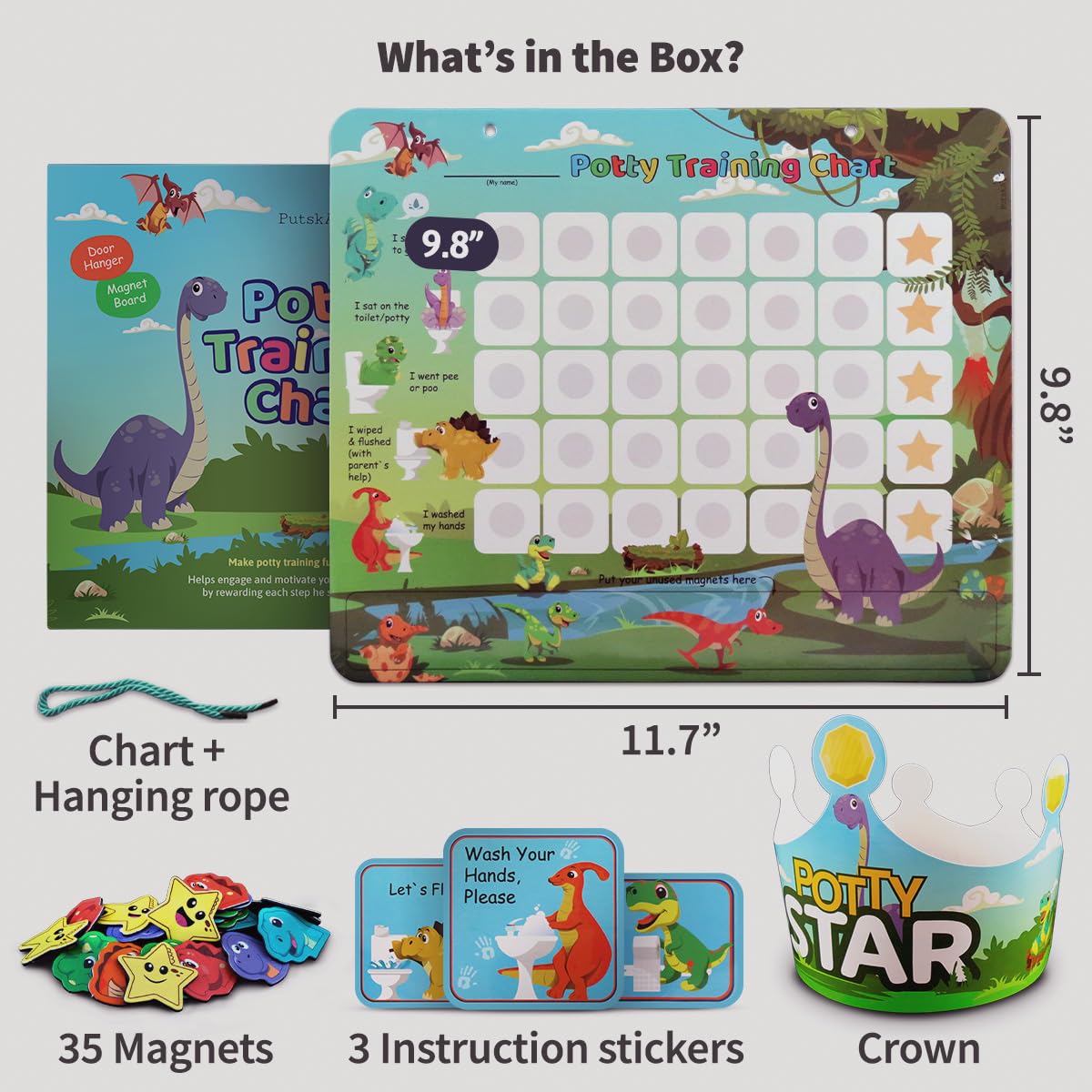 PUTSKA Potty Chart crown highlights earned milestones