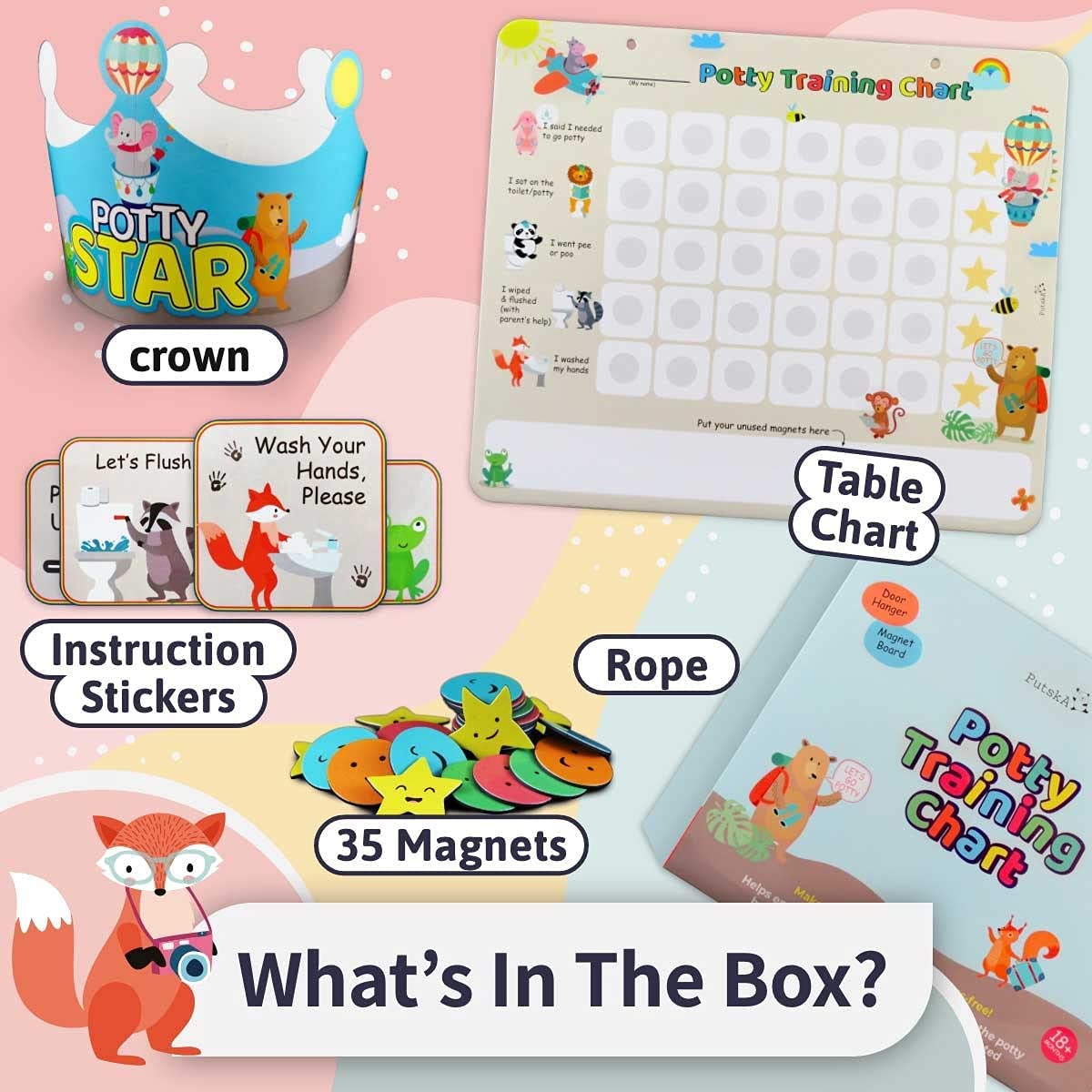 PUTSKA potty chart reminder stickers keep kids on track with gentle cues.