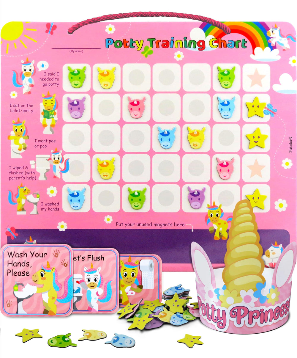 PUTSKA unicorn stickers boost motivation during potty training.