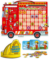 PUTSKA potty-training chart with 35 stickers shown on wall for daily motivation