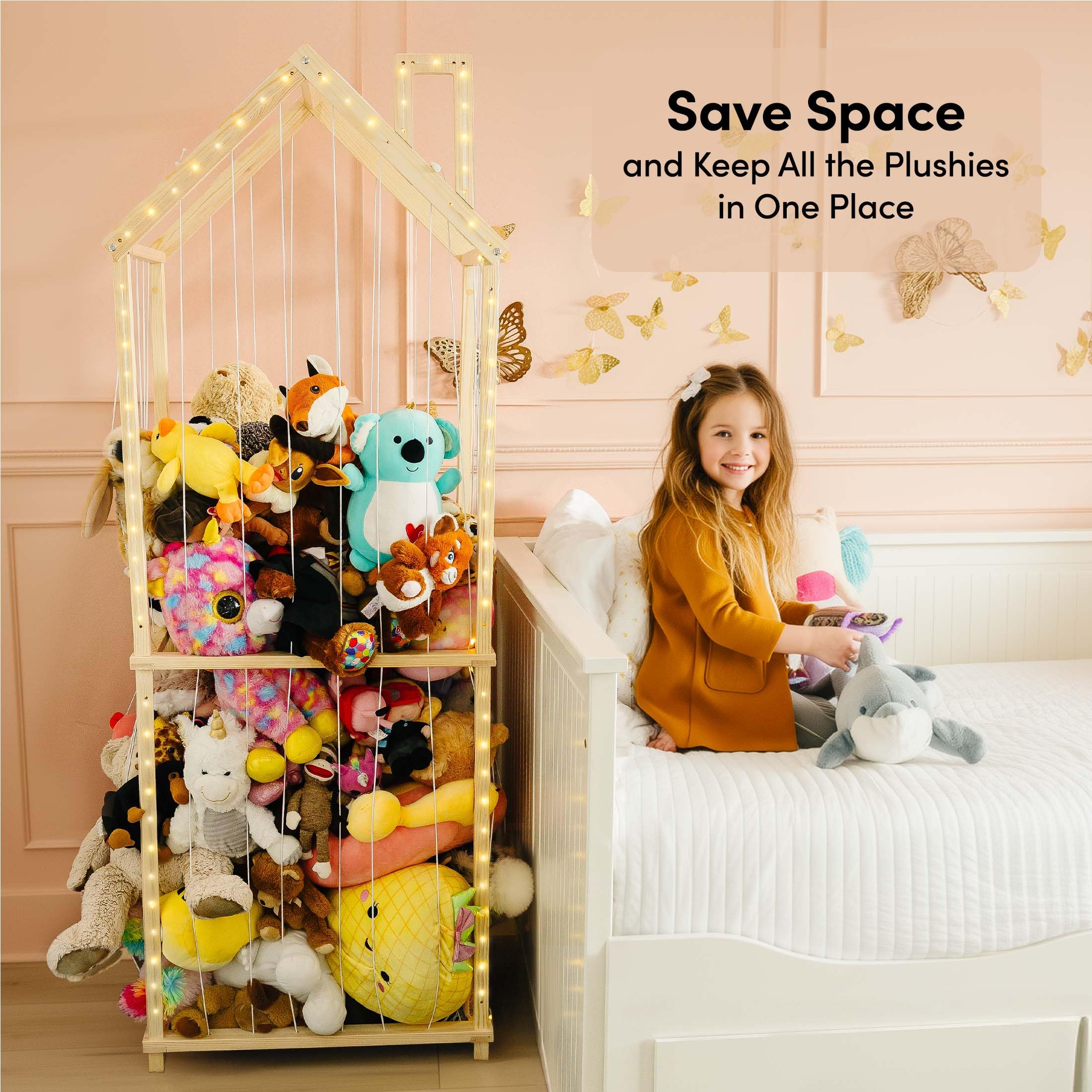 PUTSKA wide base reduces tipping and keeps floors clear during plush storage.