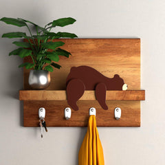 PUTSKA woodland bear decor on tabletop offers a charming focal point for nursery setups