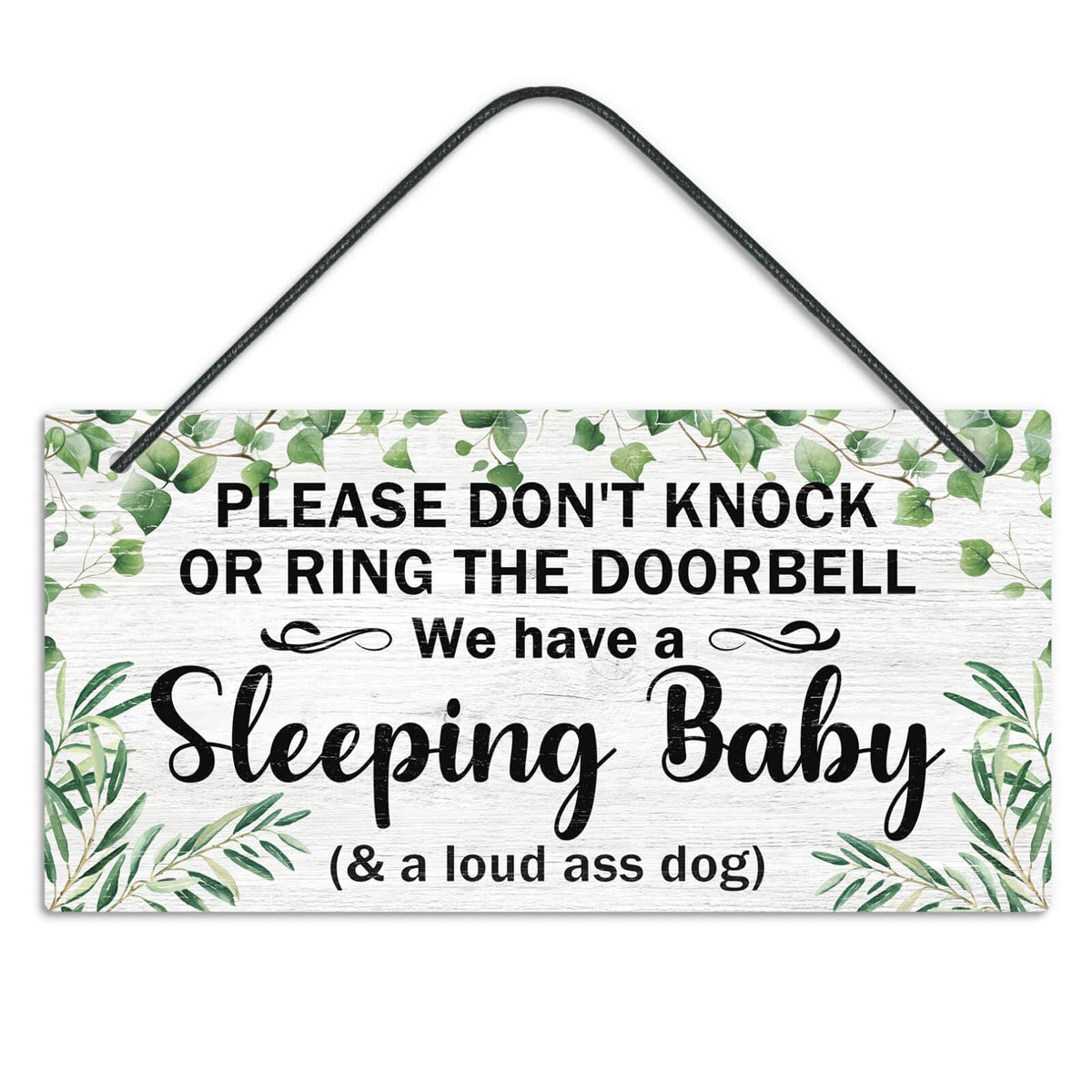Putuo Decor baby sleeping door sign for front door helps minimize disturbances.