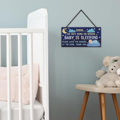 Putuo Decor close-up print highlights Shh Do Not Knock message for restful nursery moments.