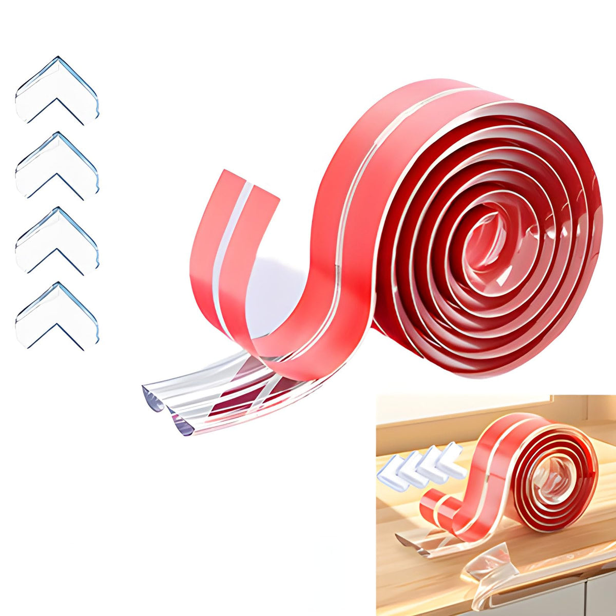 PUWANY edge strip front view protects baby corners from sharp edges.