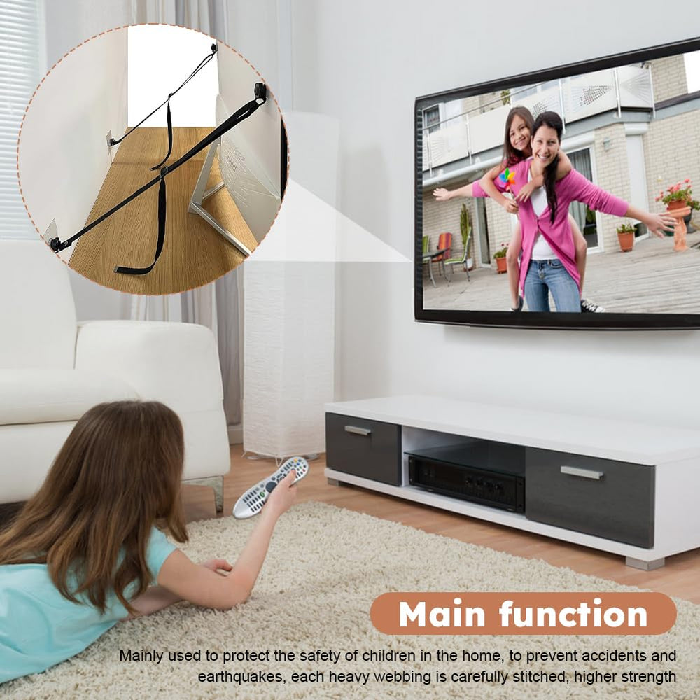 PUXING TV Safety Strap secures a wall-mounted TV for safer viewing.