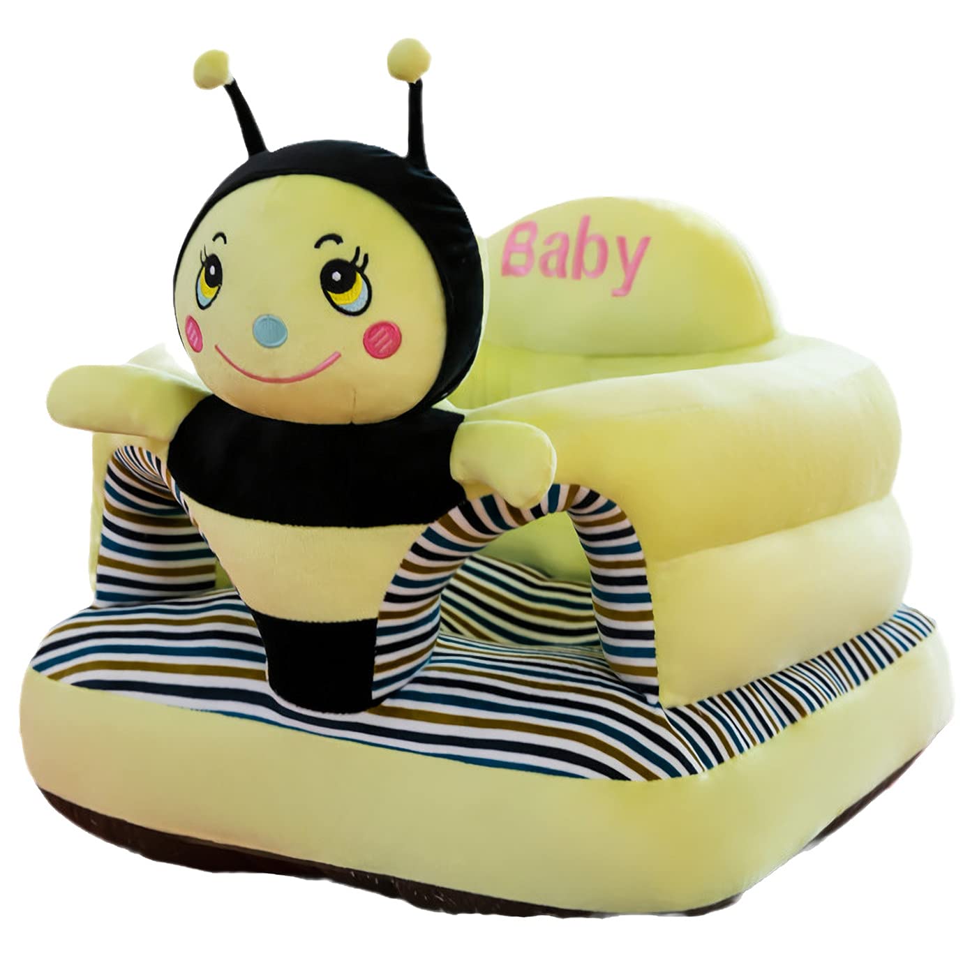 PUXU Baby Support Seat Honeybee front view shows upright posture aid for growing sitters