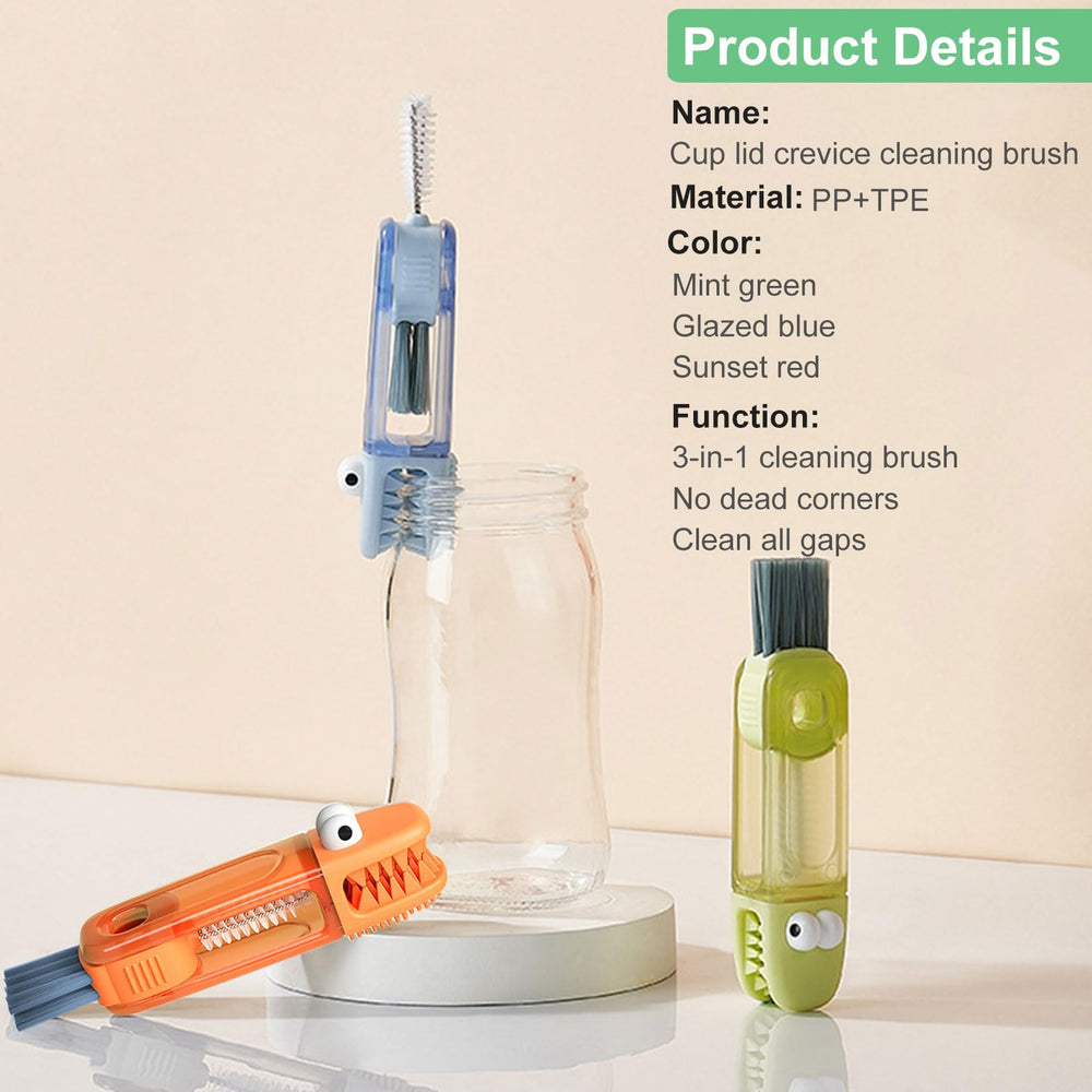 PWJGPPJV 3 in 1 cup lid cleaning brush compact travel-ready design for on-the-go cleaning