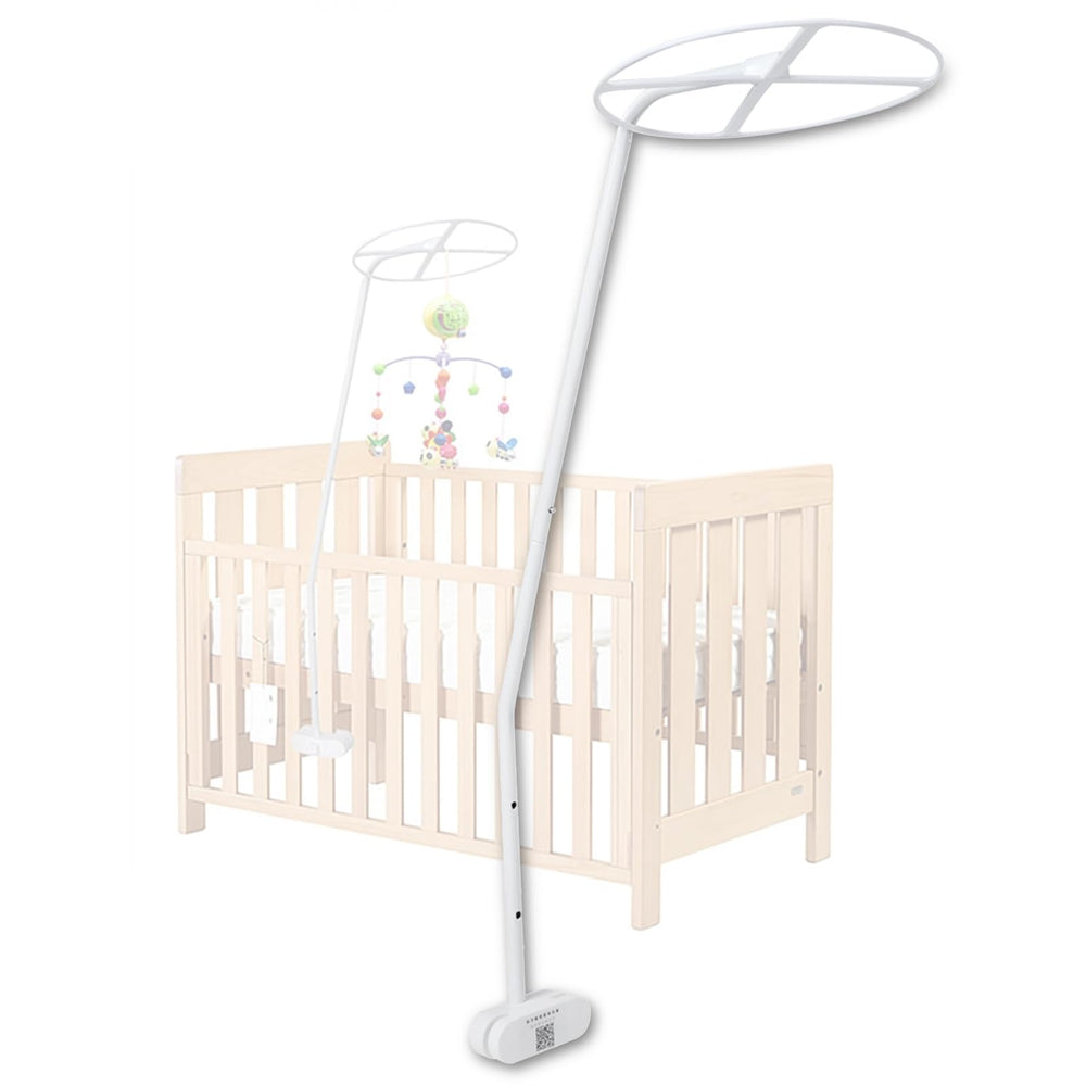 Pwshymi crib canopy holder clip-on shown securing a canopy for safe sleep