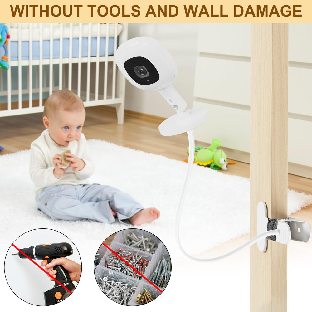 Crib, shelf, or desk attachment provides secure placement with Pyfhy mount