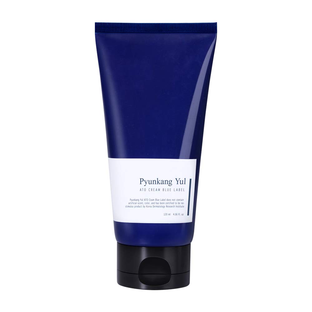 Pyunkang Yul PKY ATO Cream Blue Label jar closeup showing rich hydration for dry skin.
