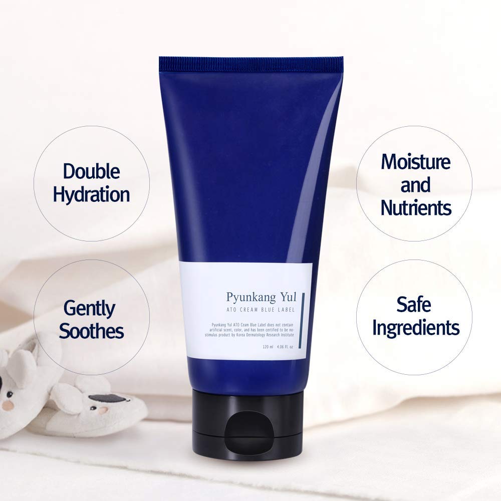 Pyunkang Yul PKY ATO Cream Blue Label jar open reveals creamy texture for easy spread.