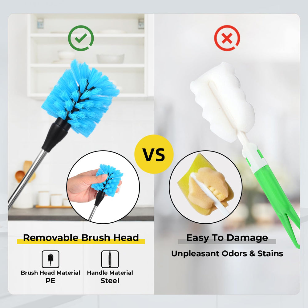 PZLife durable stainless steel with nylon bristles for rust-free scrubbing