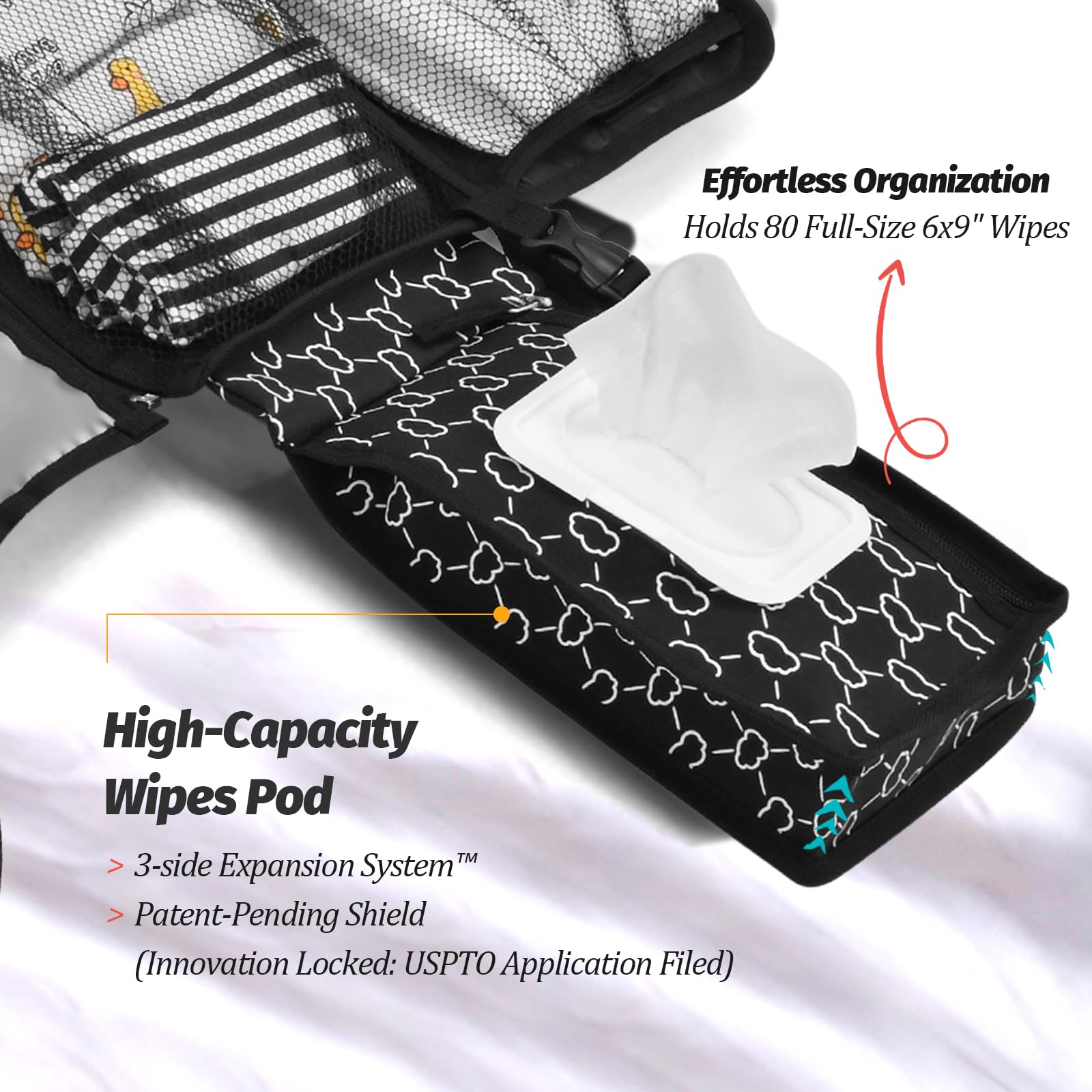 PZU changing pad cargo pockets keep diapers and creams organized