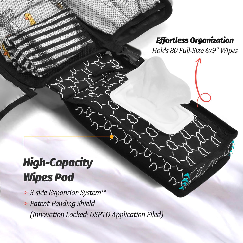 PZU changing pad cargo pockets keep diapers and creams organized