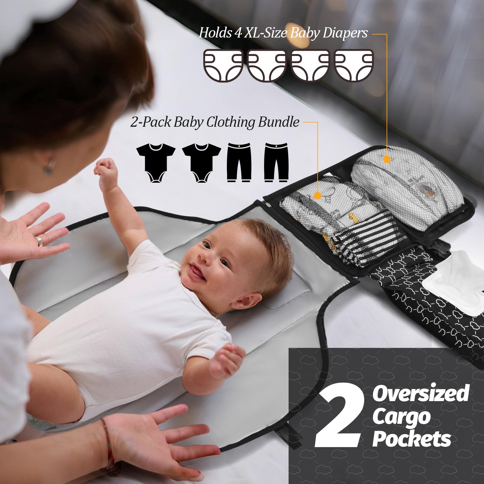 PZU changing pad wipes pocket ready for quick access during outings