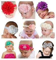 QandSweet baby headband with polygonal flower rhinestone for photography, soft elastic, comfortable wear