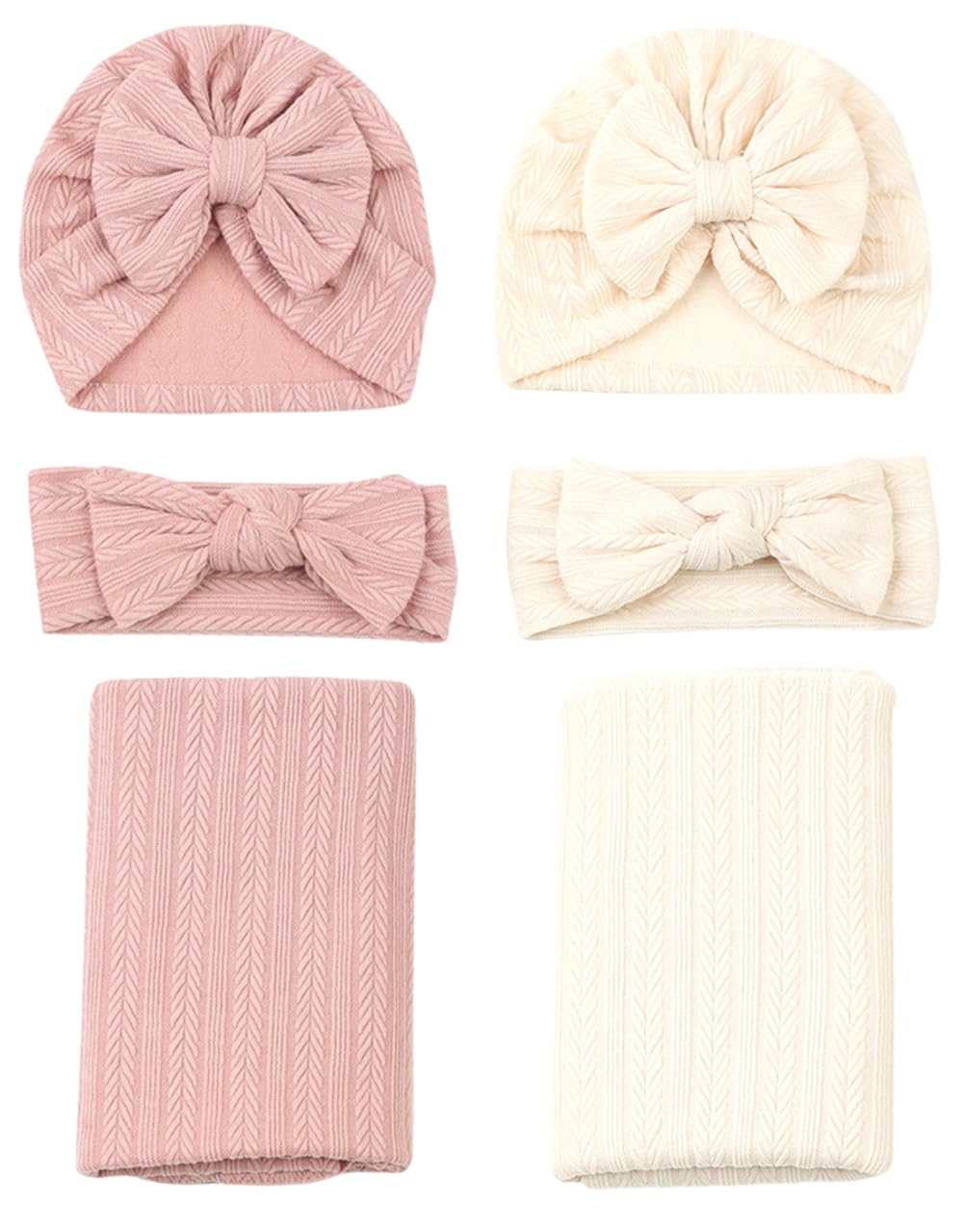 QandSweet newborn blanket pink beige wrap showcases soft cotton for cozy photo sessions.