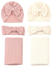 QandSweet newborn blanket pink beige wrap showcases soft cotton for cozy photo sessions.