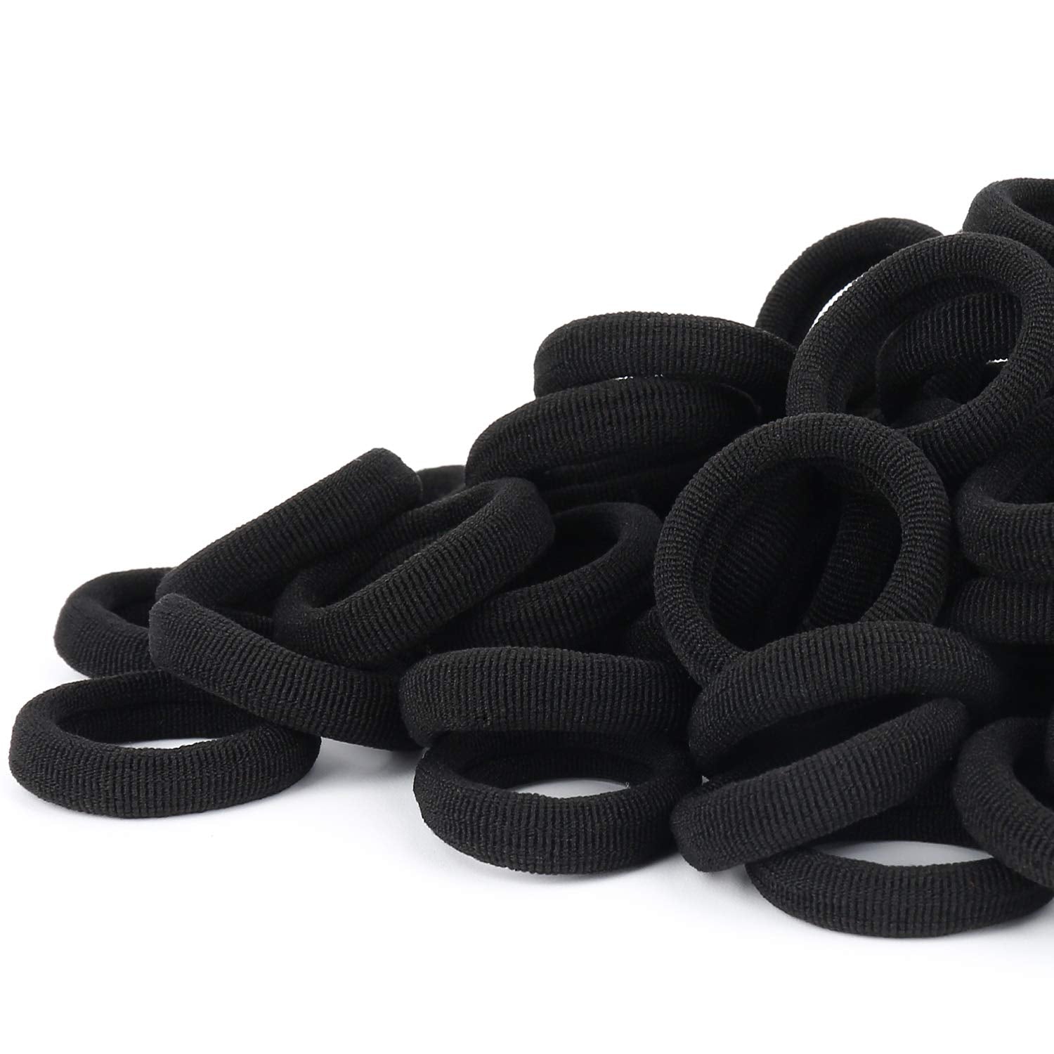 Qarwayoc black seamless hair ties packaging shows a generous pearly bag for versatile styling.