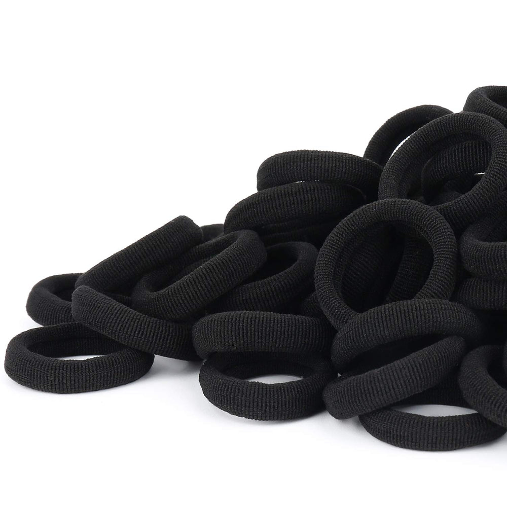 Qarwayoc black seamless hair ties packaging shows a generous pearly bag for versatile styling.
