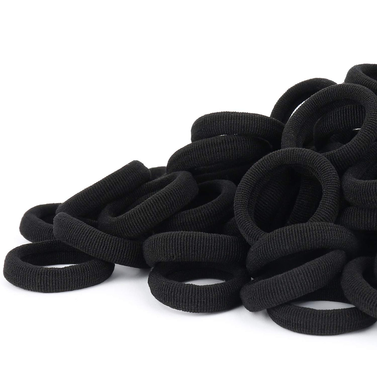 Qarwayoc black seamless hair ties packaging shows a generous pearly bag for versatile styling.