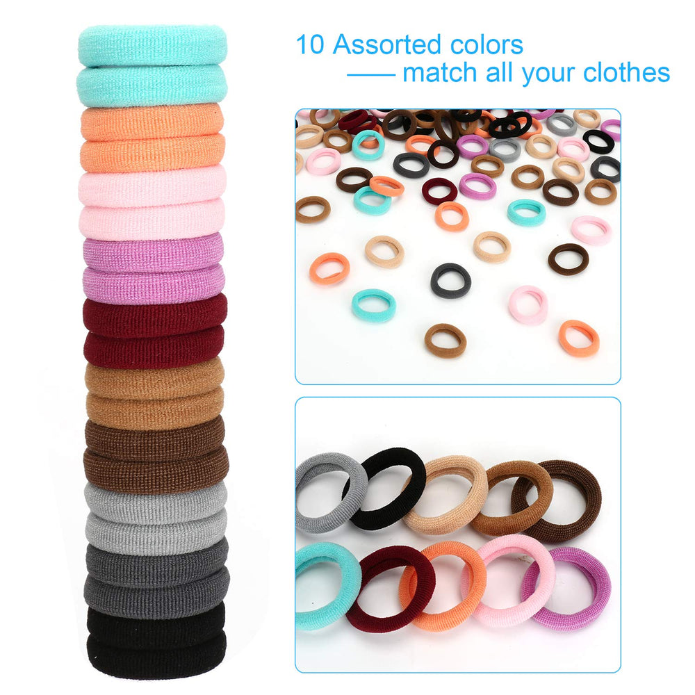 Qarwayoc hair ties color range swatches, assorted colors to match outfits and moods.