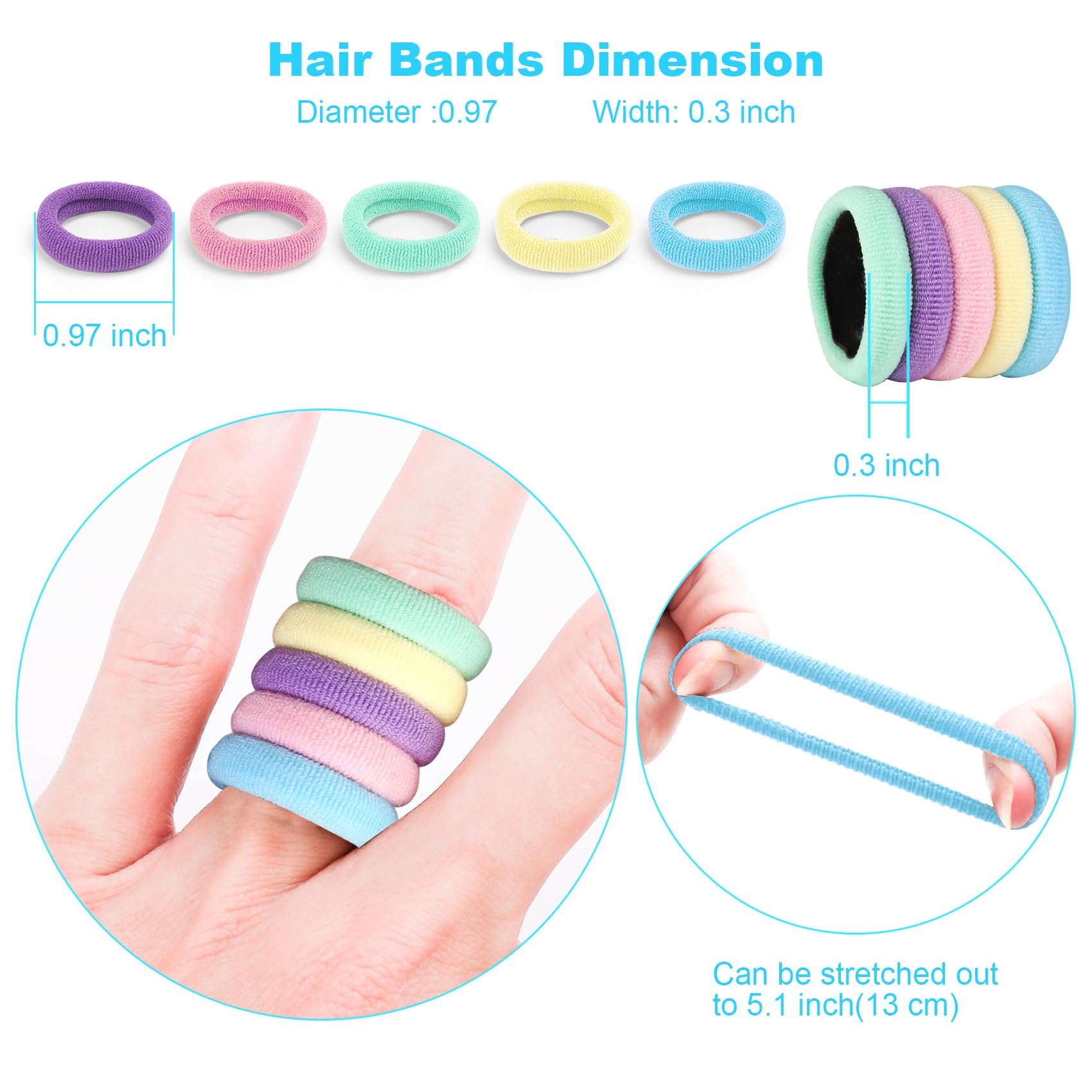 Qarwayoc cotton-spandex blend hair ties offer soft stretch for snag-free styling.