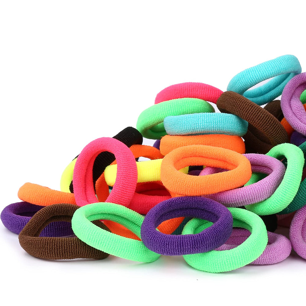 Qarwayoc kids hair ties soft cotton close-up shows gentle stretch for delicate hair