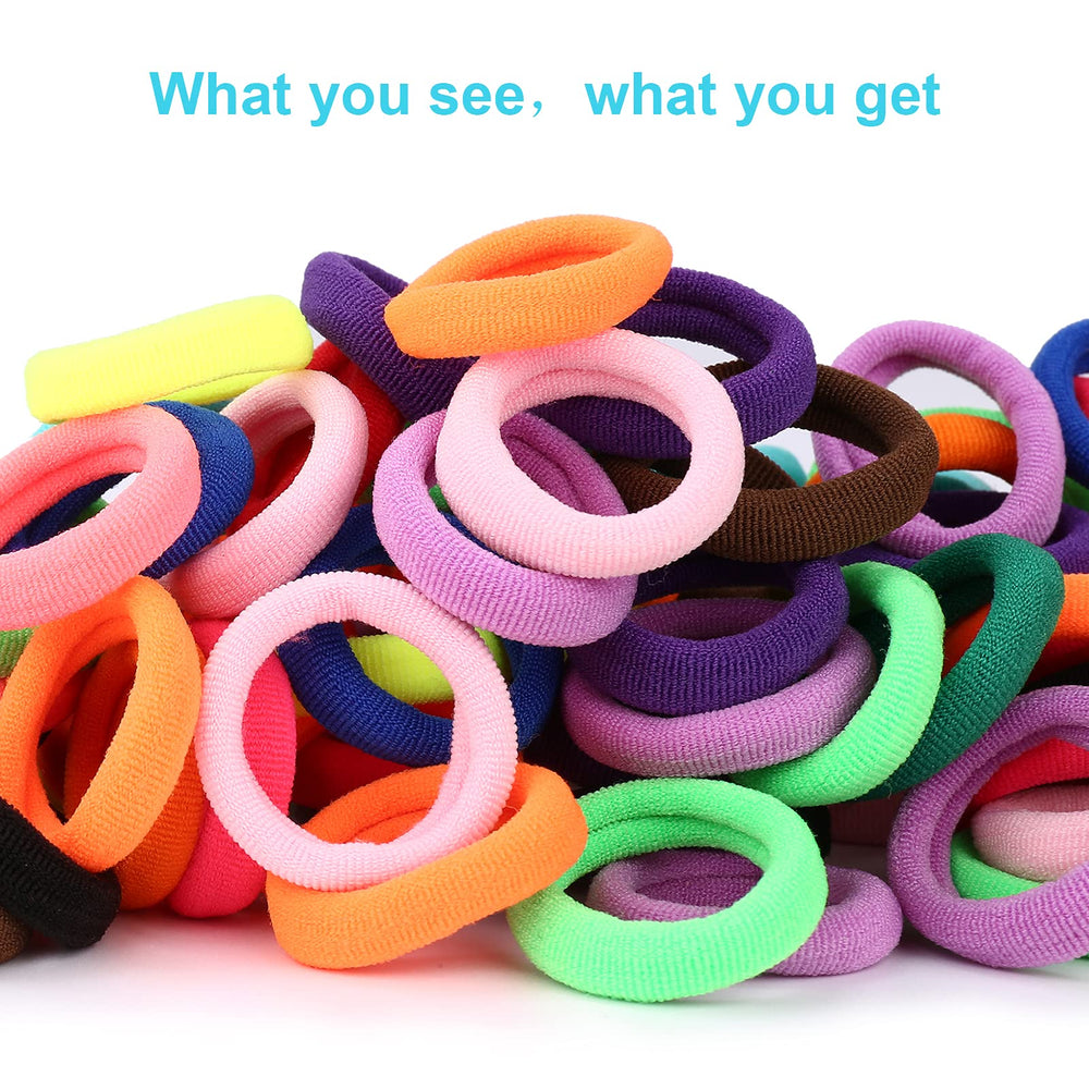 Qarwayoc kids hair ties worn by child demonstrating light hold