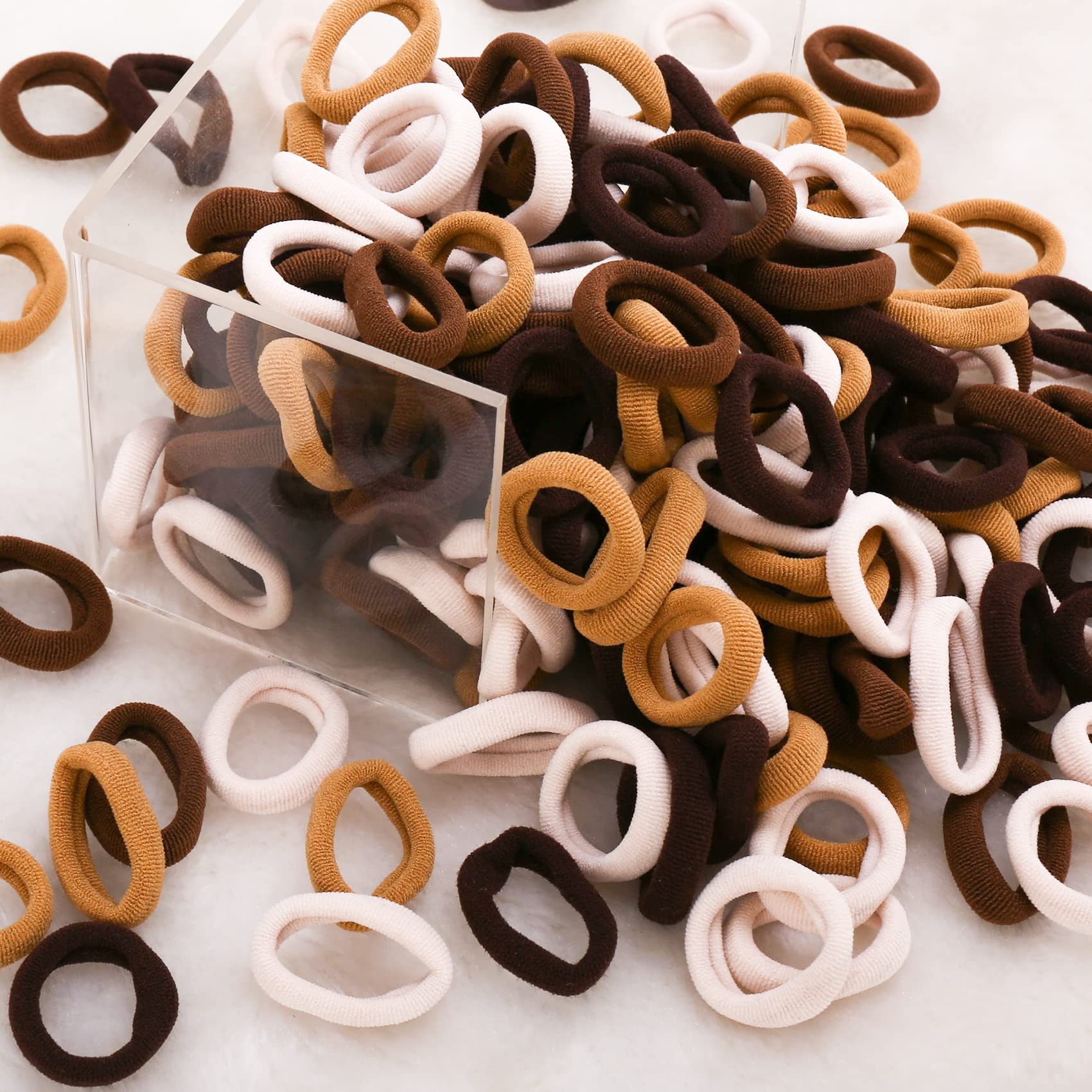 Qarwayoc dark brown mini hair ties with strong hold for thin hair.