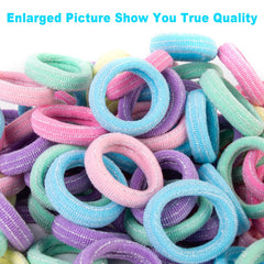 Qarwayoc green mini hair ties with silver thread offering secure hold for thin hair