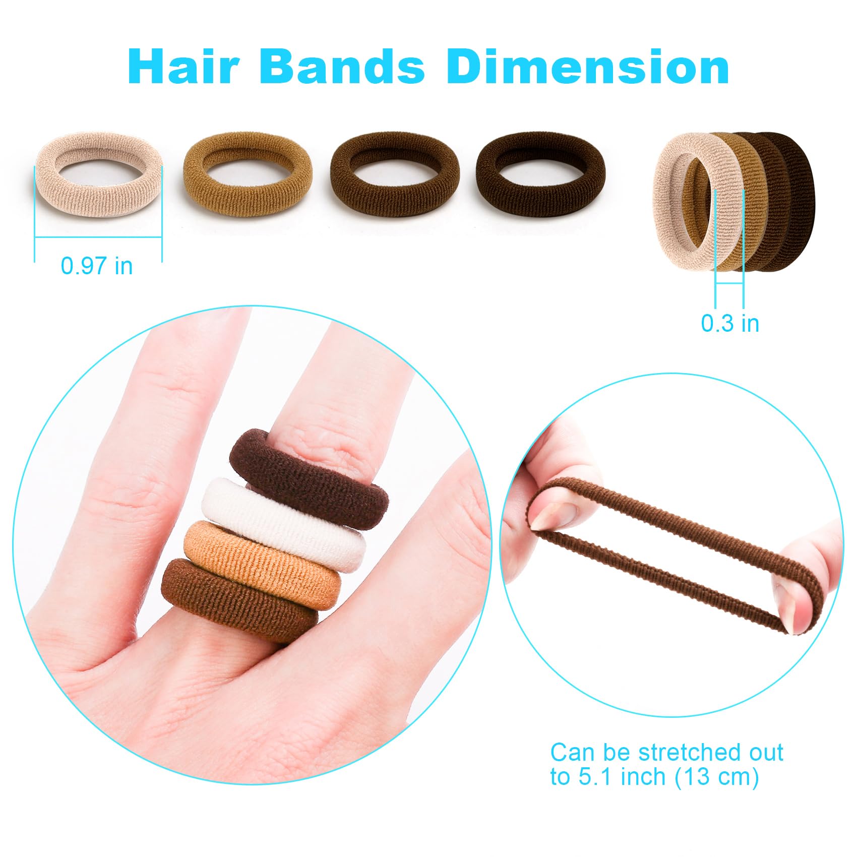 Qarwayoc light brown mini hair ties for delicate hair.