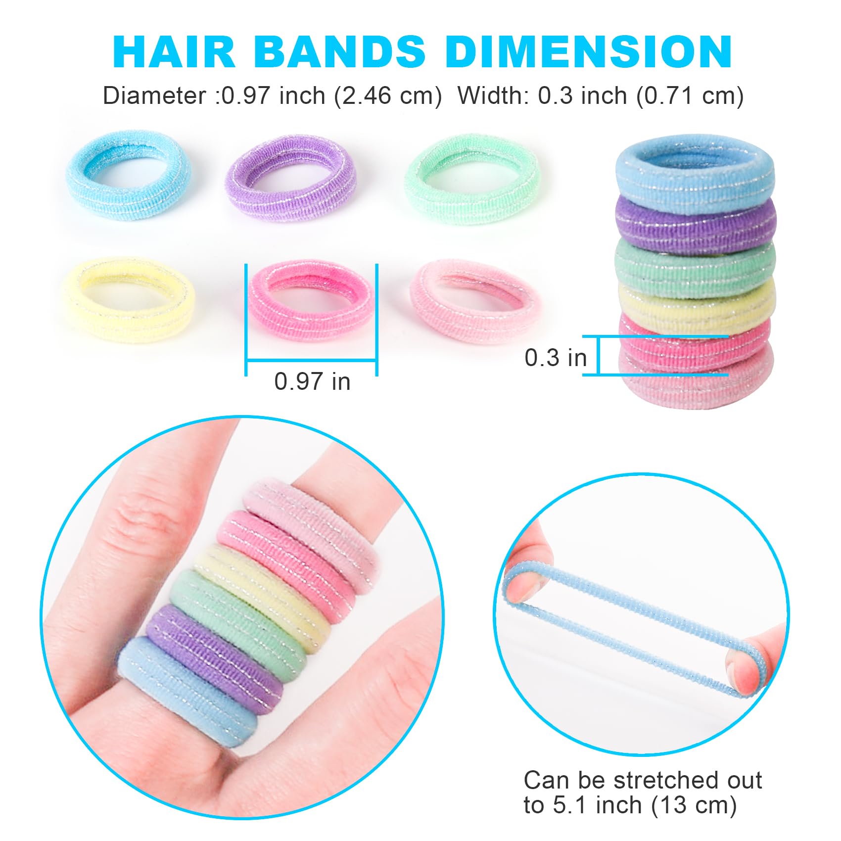 Qarwayoc purple mini hair ties with silver thread for versatile ponytails and school days