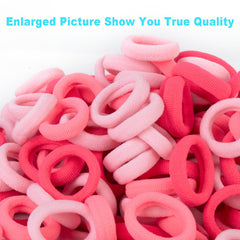 Qarwayoc pink red shades hair ties display on white background for versatile toddler ponytails.