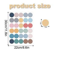 Qaxrocyn 1.6-inch matte dots in earthy Morandi tones on a clean wall.