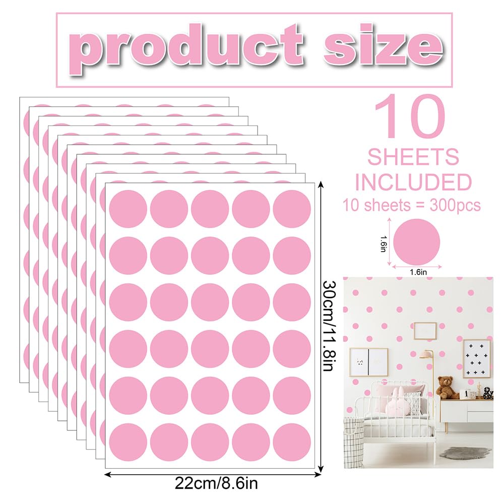 Qaxrocyn pastel pink dots close-up shows uniform 1.6-inch size for neat layouts