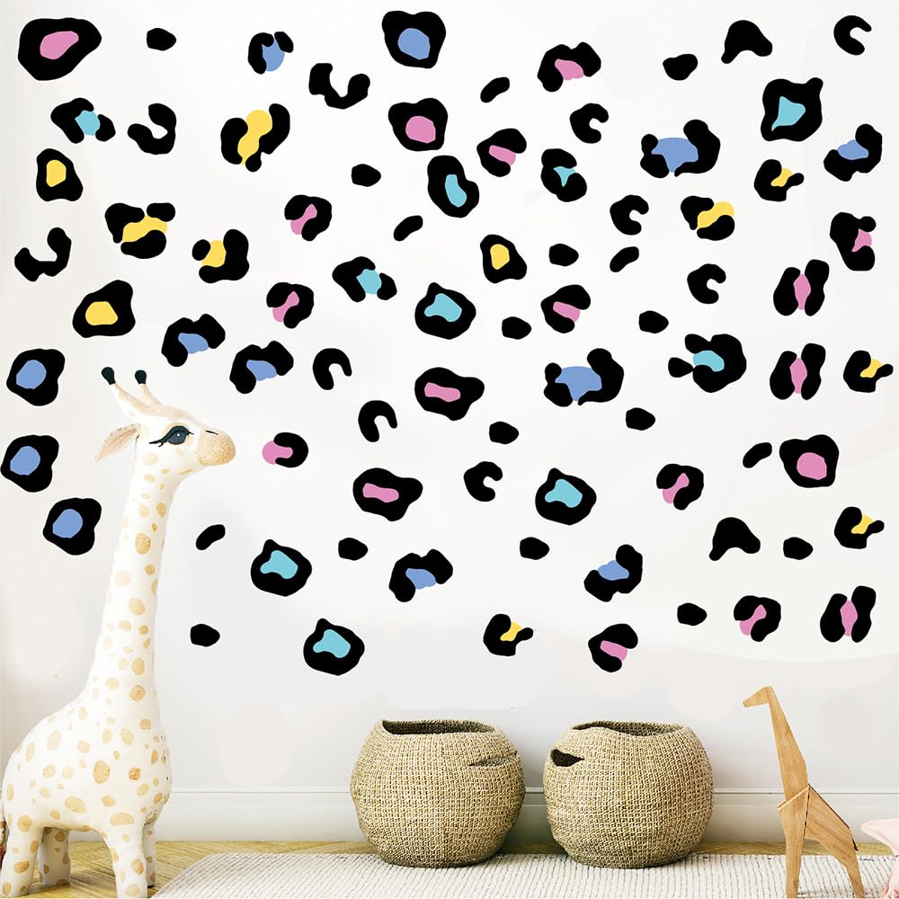 Qaxrocyn 10 sheets of leopard wall stickers colorfully ready to transform spaces.