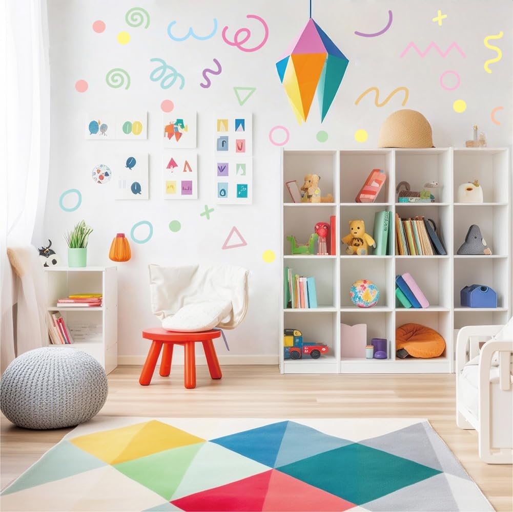 Qaxrocyn irregular lines cartoon stickers boost shape recognition and color learning.