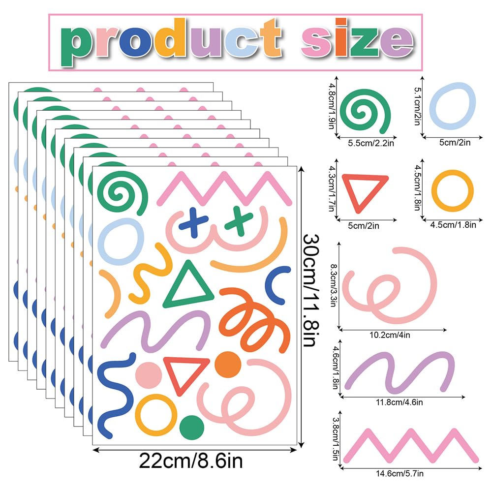 Qaxrocyn multi-color geometry wall stickers brighten classrooms and kid spaces.