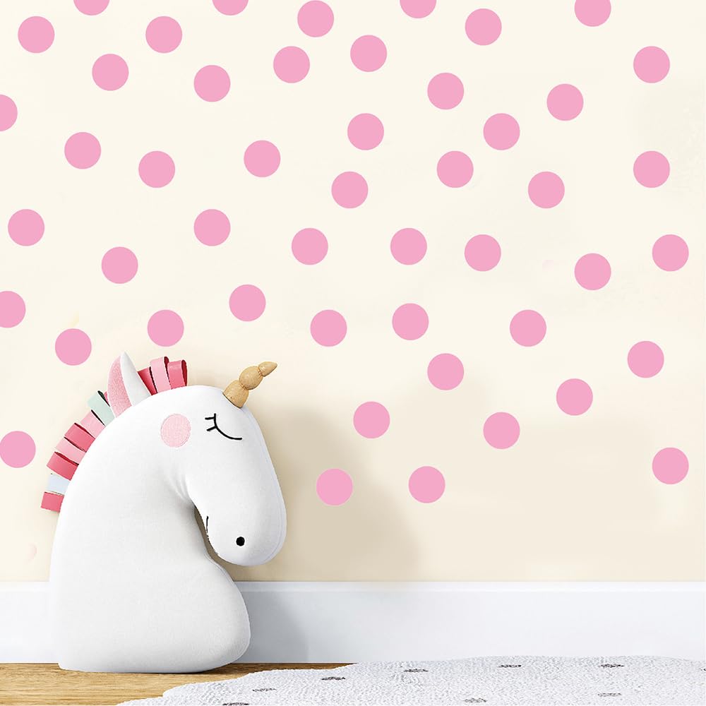 Qaxrocyn pastel pink polka dot wall decals brighten nursery walls for a calming space