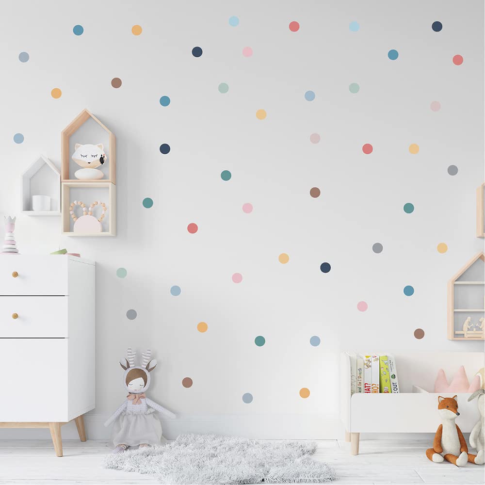 Qaxrocyn removable boho polka-dot wall decals on a wall for flexible rental decor.