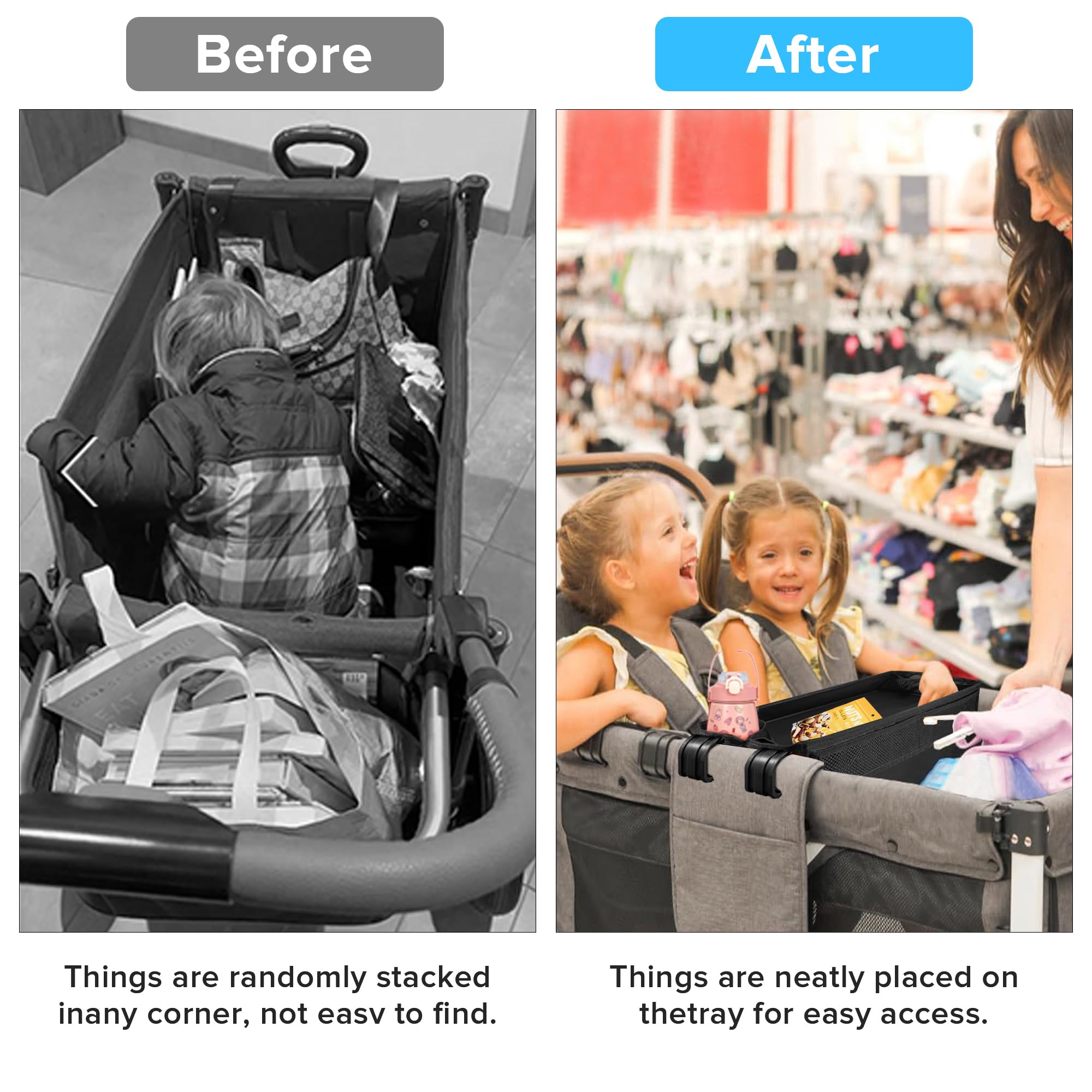QAZWQAZ Stroller Snacks Tray W4 compatible with Wonderfold Wagons.