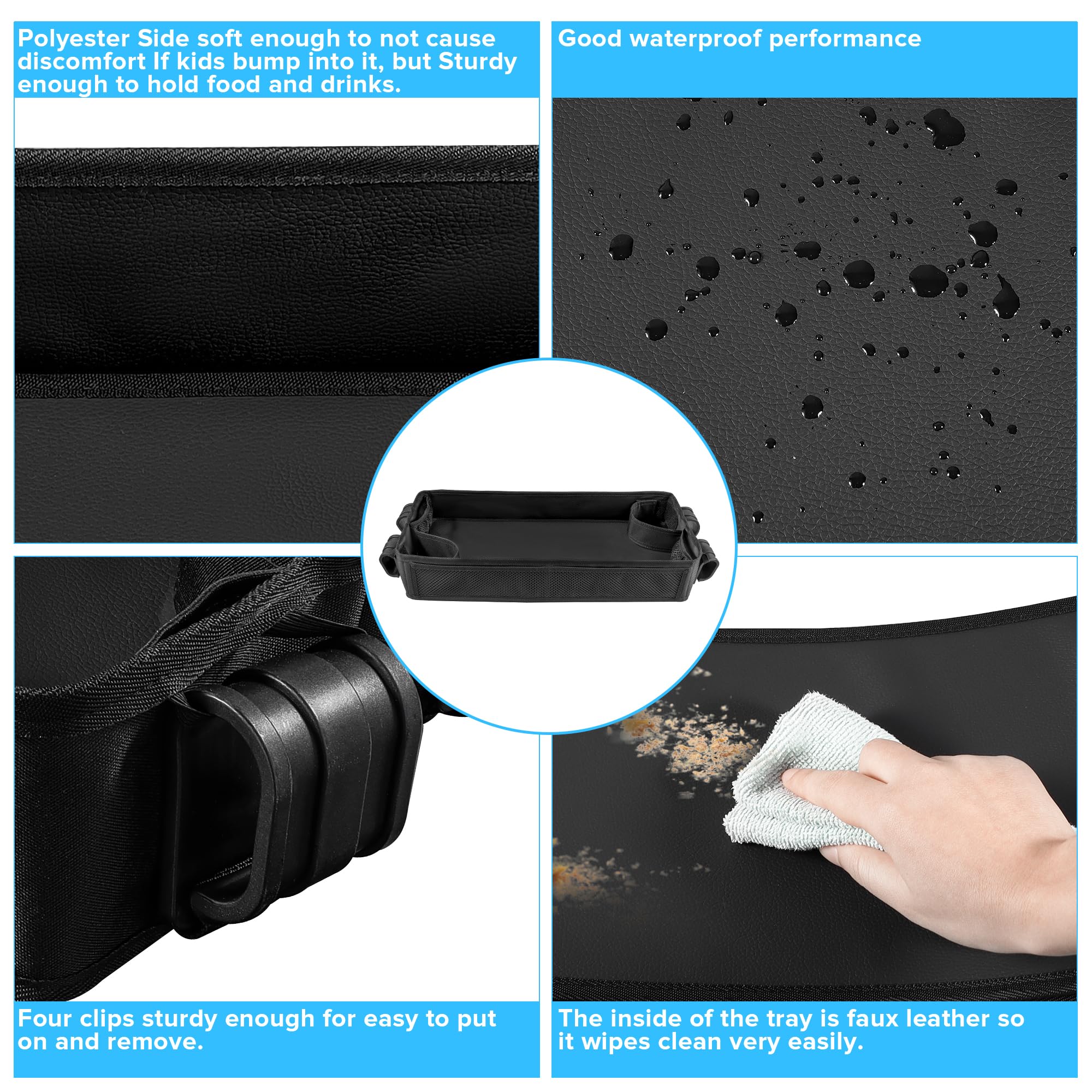 QAZWQAZ Stroller Snacks Tray W4 dimensions ensure snug fit.