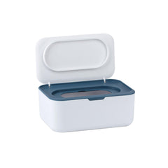 QBXMY7 baby wipes dispenser blue front view highlights easy access and sturdy build.