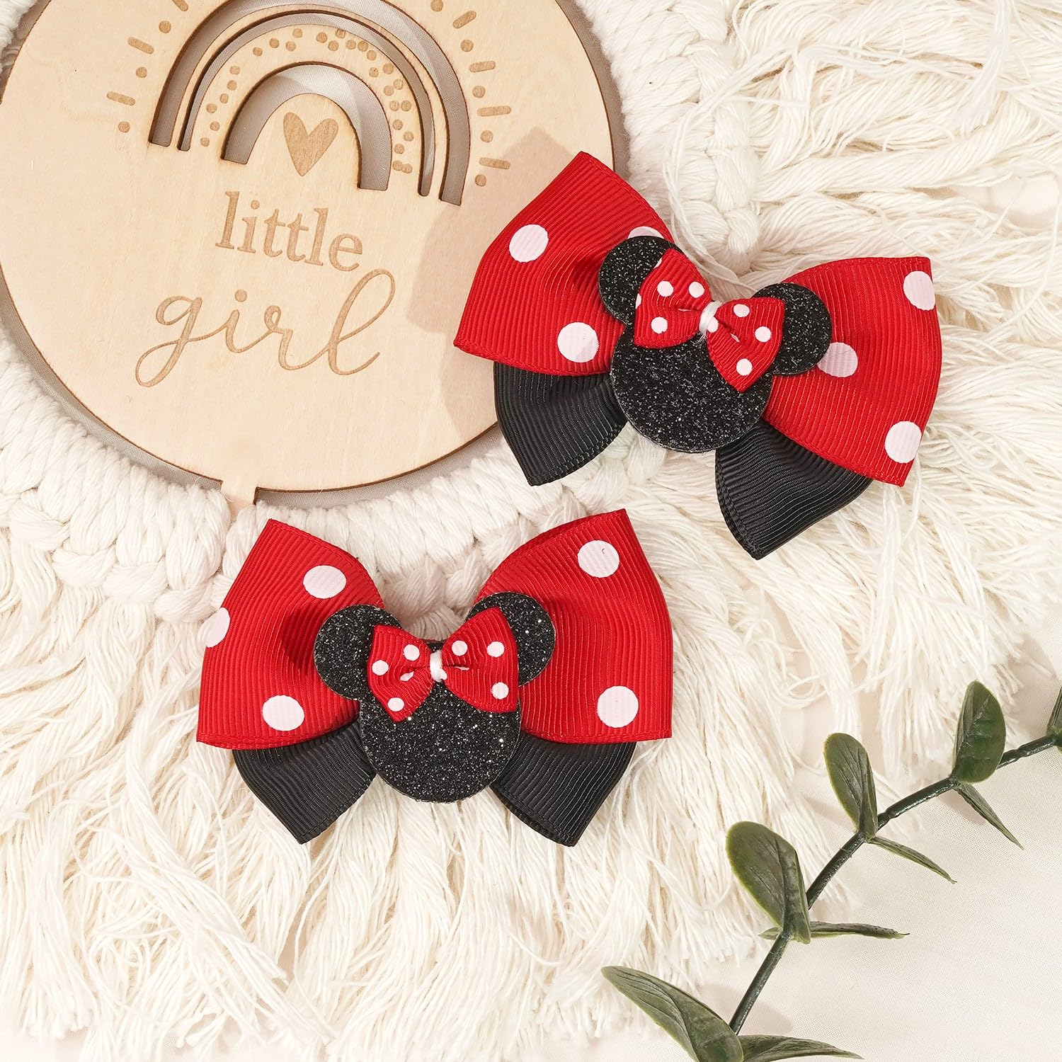 Qearl mouse ears hair clip packaging 6pcs showing coordinated set for cute birthday outfits