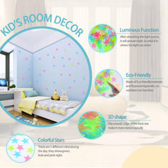 QEOCP Glow in the Dark Stars 3D stars pack shows colorful glow for imaginative play