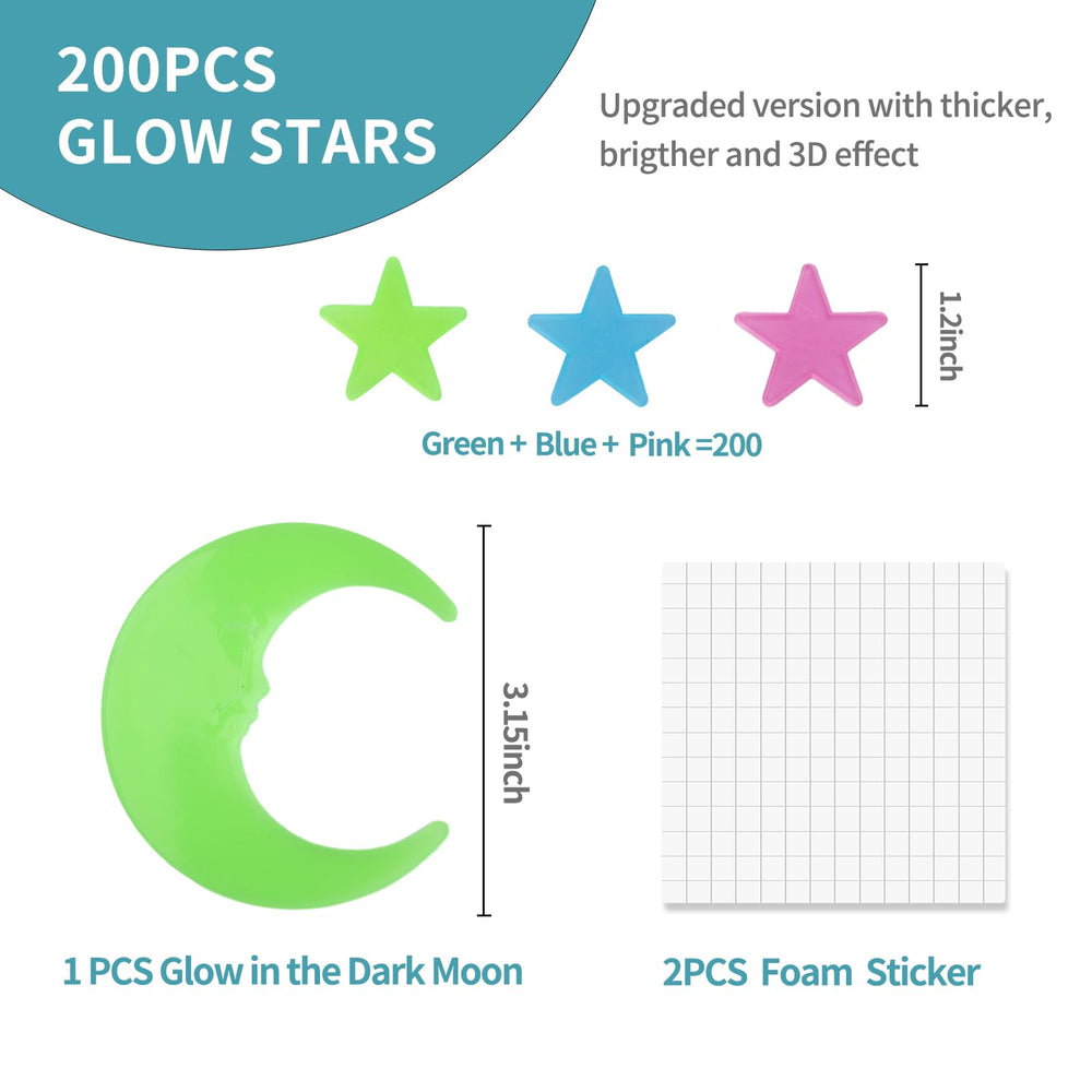 QEOCP Glow in the Dark Stars sticky pads ensure easy, secure wall attachment