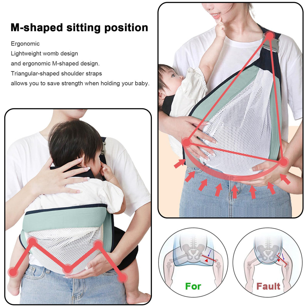 QETRABONE baby sling with multiple carry options for versatile wearing.