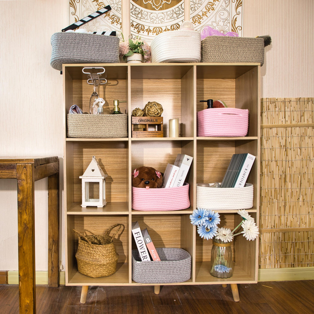 QFLQFL bathroom storage basket adds decor while corralling toiletries.